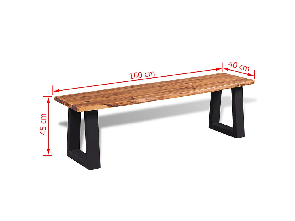 Banc en bois d'acacia massif 160 cm