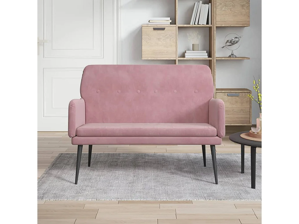 Bankje 108x79x79 cm fluweel roze
