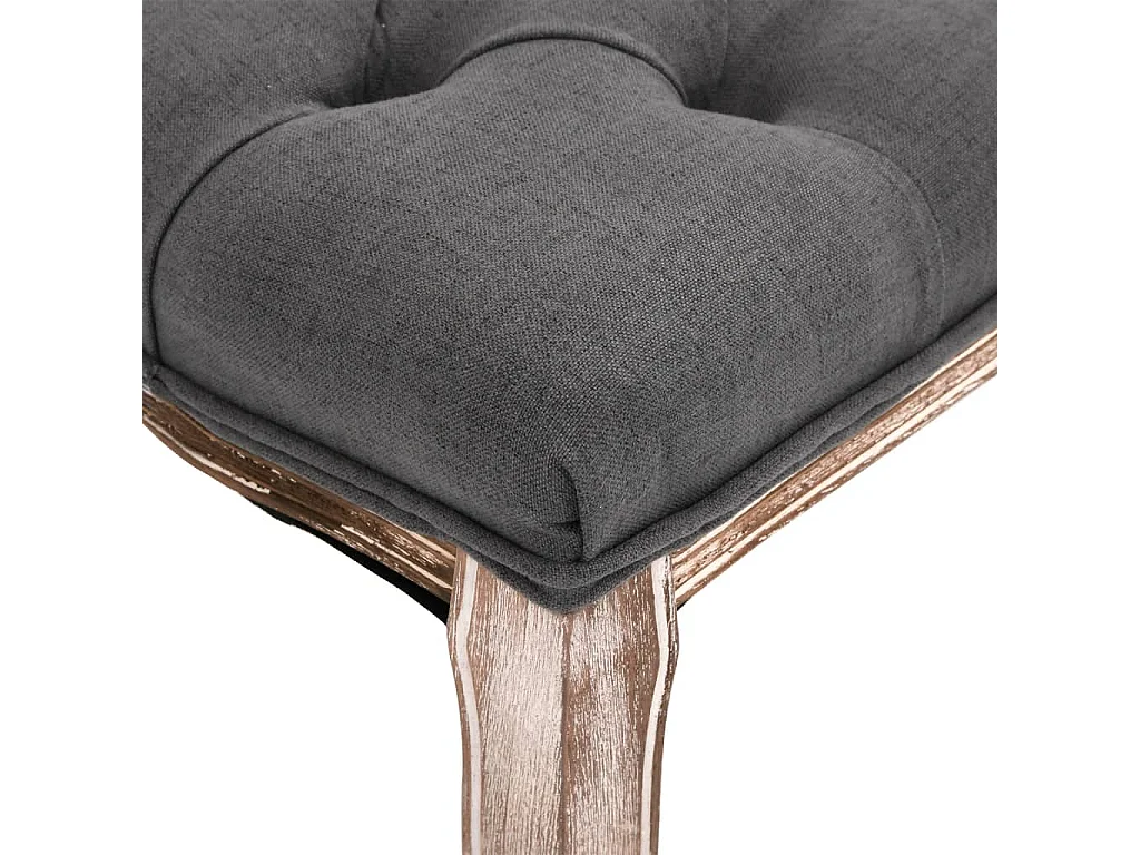 Panca in Lino e Legno Massello 110x38x48 cm Grigio Scuro