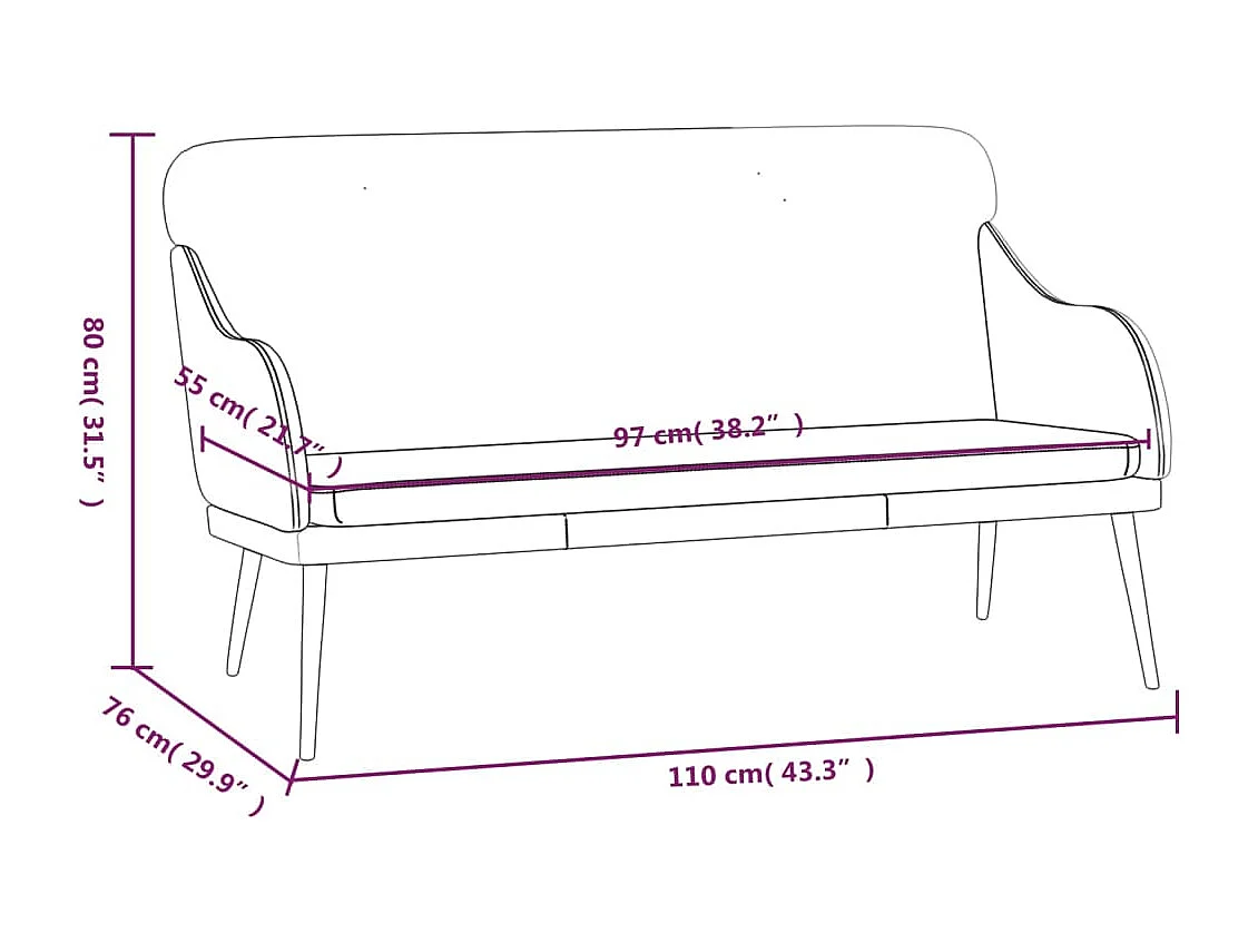 Banc Rouge bordeaux 110x76x80 cm Similicuir