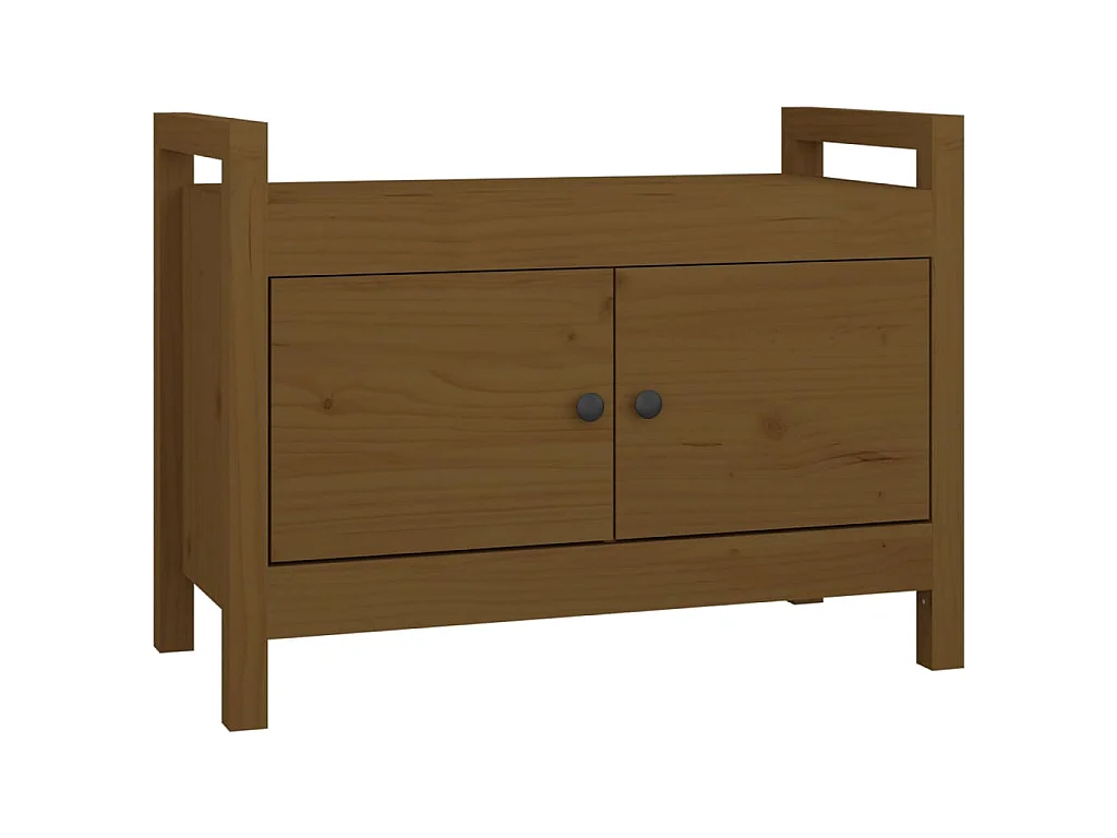 Banco de recibidor madera maciza de pino marrón miel 80x40x60cm