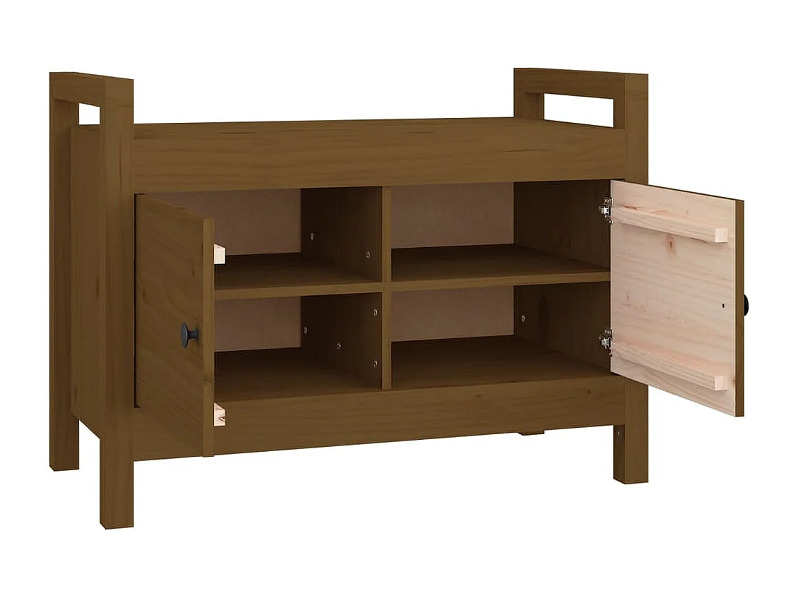 Banco de recibidor madera maciza de pino marrón miel 80x40x60cm