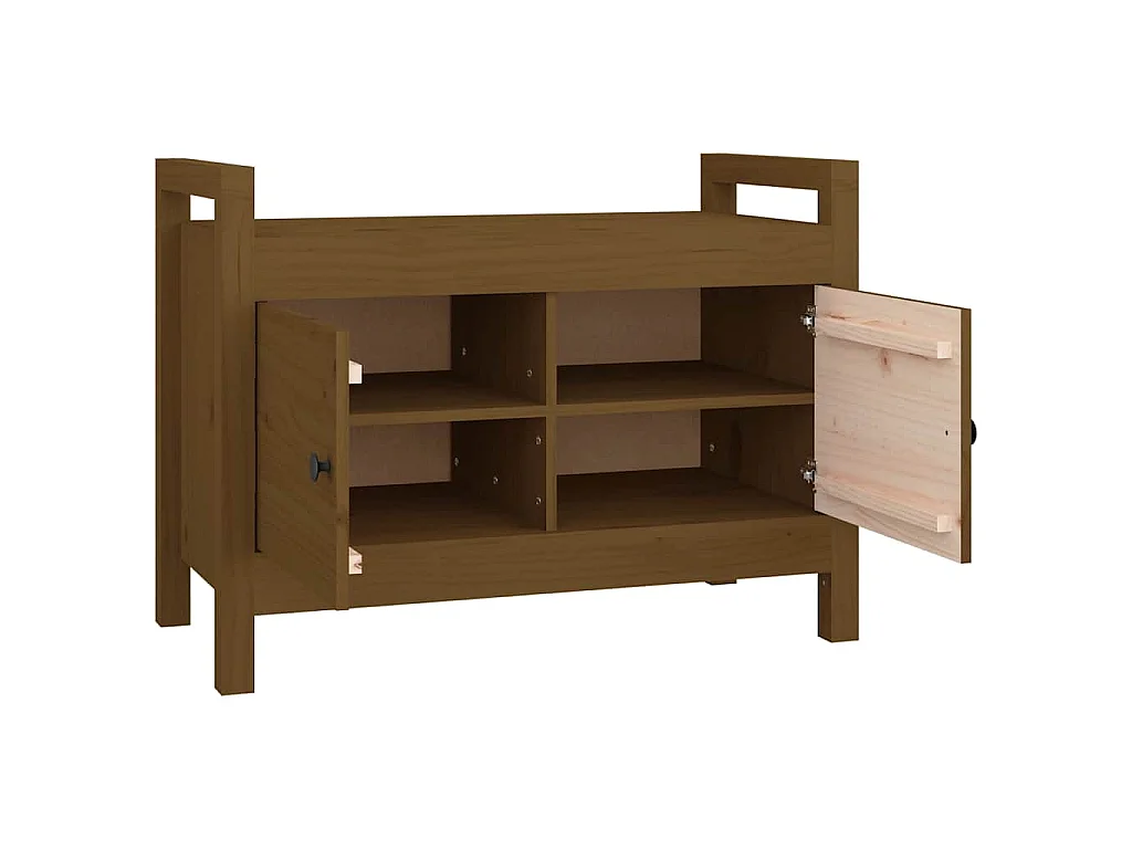 Halbankje 80x40x60 cm massief grenenhout honingbruin