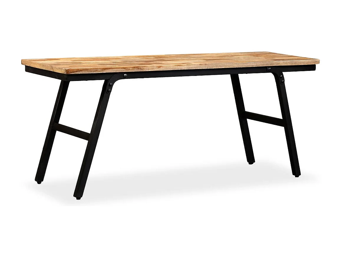 Banc Teck de récupération et acier 110 x 35 x 45 cm