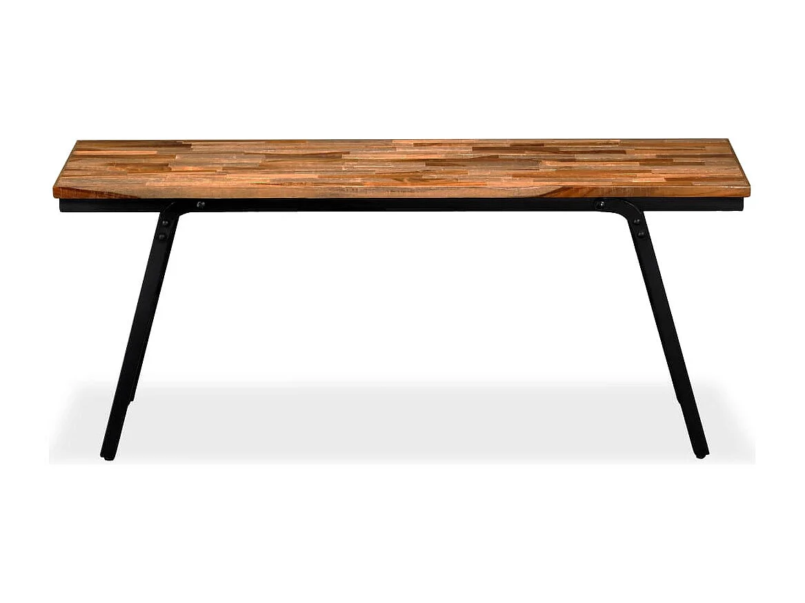 Banc Teck de récupération et acier 110 x 35 x 45 cm