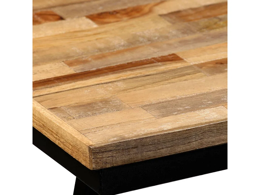 Banc Teck de récupération et acier 110 x 35 x 45 cm