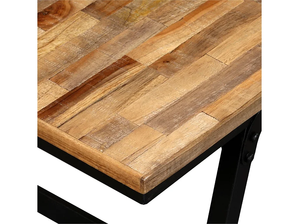 Banc Teck de récupération et acier 110 x 35 x 45 cm