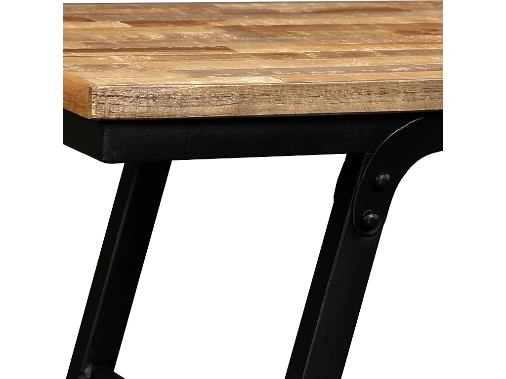 Banc Teck de récupération et acier 110 x 35 x 45 cm