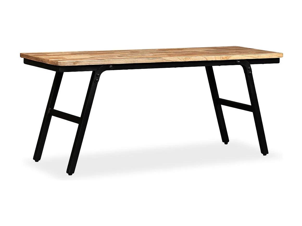 Banc Teck de récupération et acier 110 x 35 x 45 cm