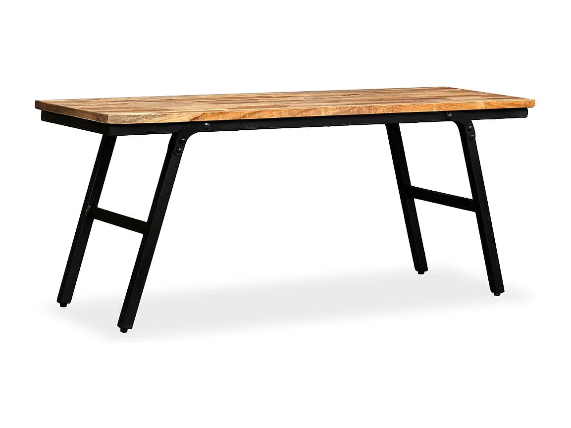 Banc Teck de récupération et acier 110 x 35 x 45 cm