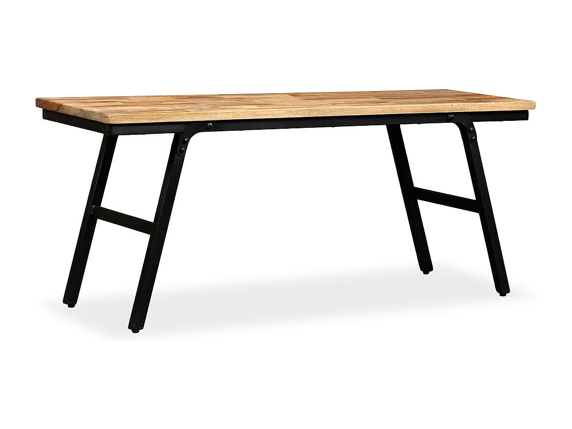 Banc Teck de récupération et acier 110 x 35 x 45 cm