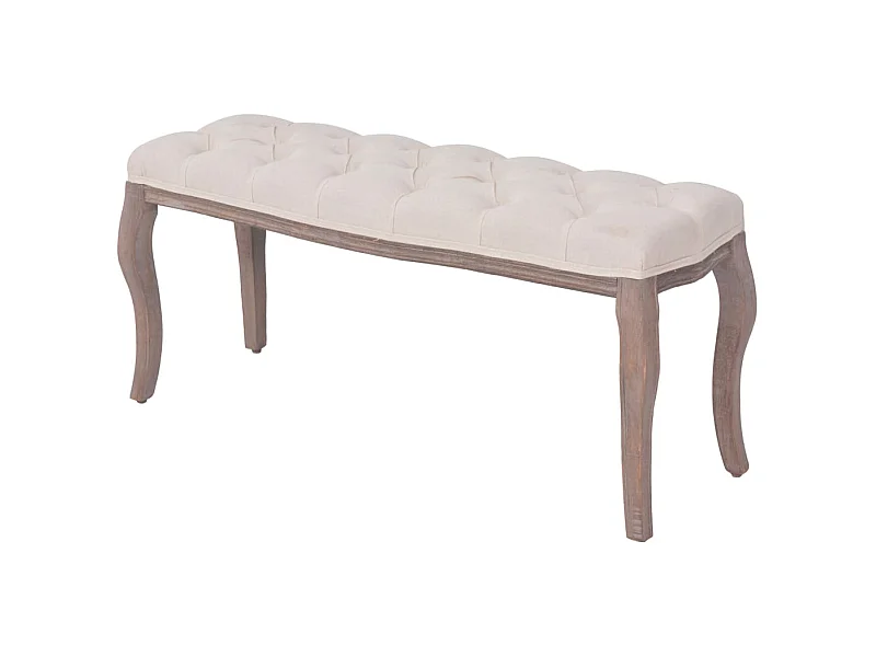 Banc Lin Bois massif 110 x 38 x 48 cm Blanc crème