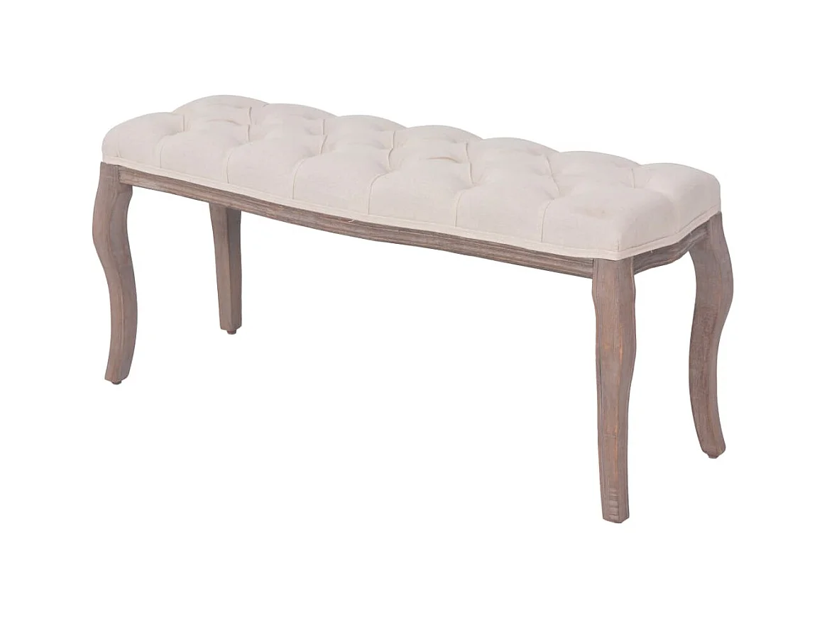 Banc Lin Bois massif 110 x 38 x 48 cm Blanc crème