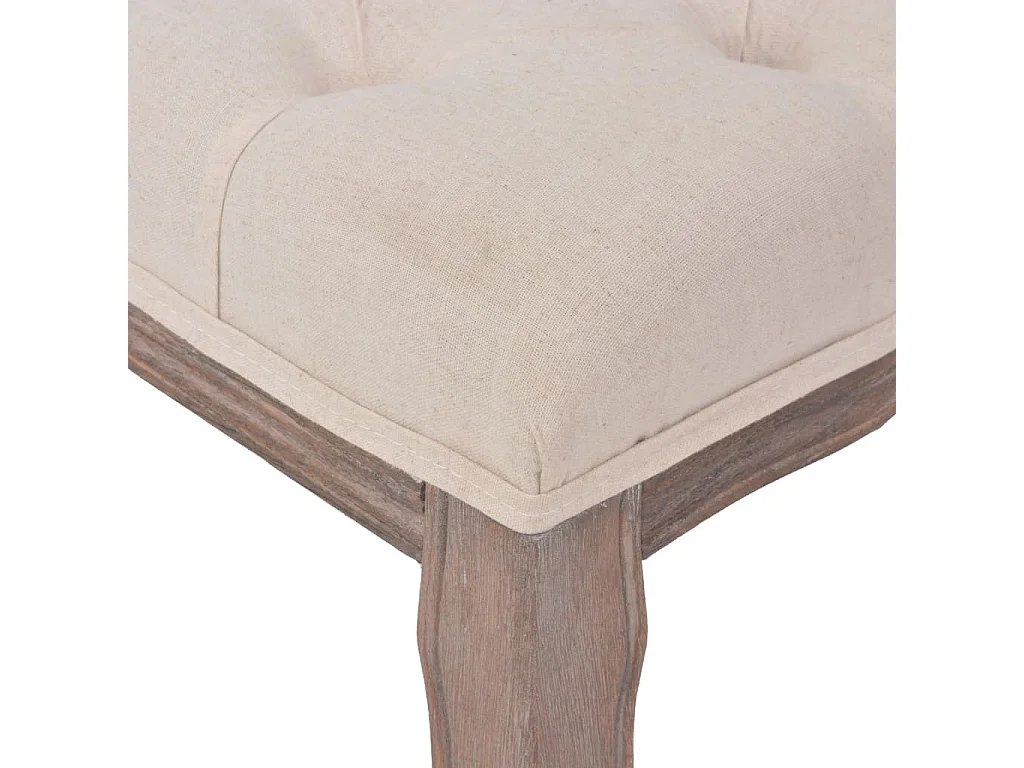 Banco em linho e madeira maciça 110x38x48 cm branco nata