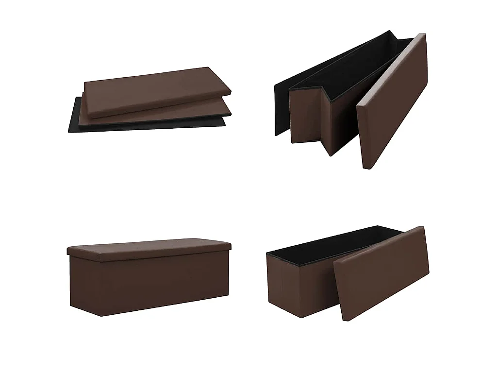 Faltbare Sitzbank mit Stauraum Braun PVC