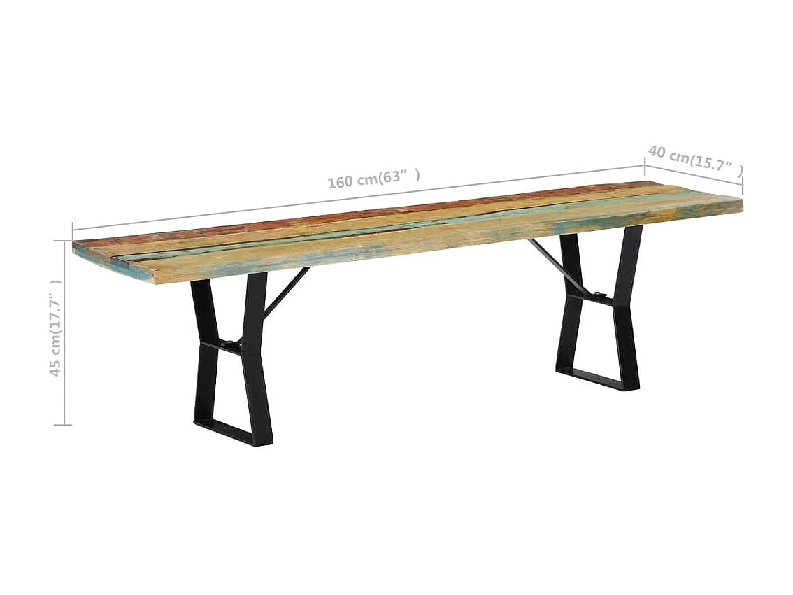 Banc 160 cm Bois de récupération massif