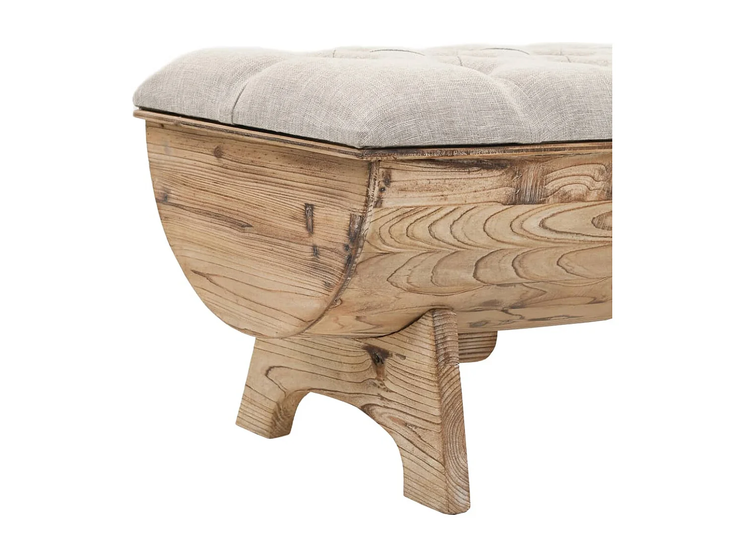 Banc de rangement Bois massif et tissu 103 x 51 x 44 cm