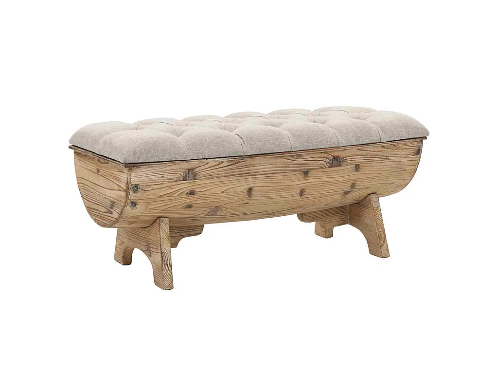 Banc de rangement Bois massif et tissu 103 x 51 x 44 cm