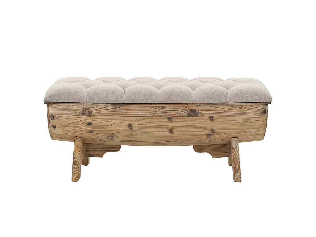 Banc de rangement Bois massif et tissu 103 x 51 x 44 cm