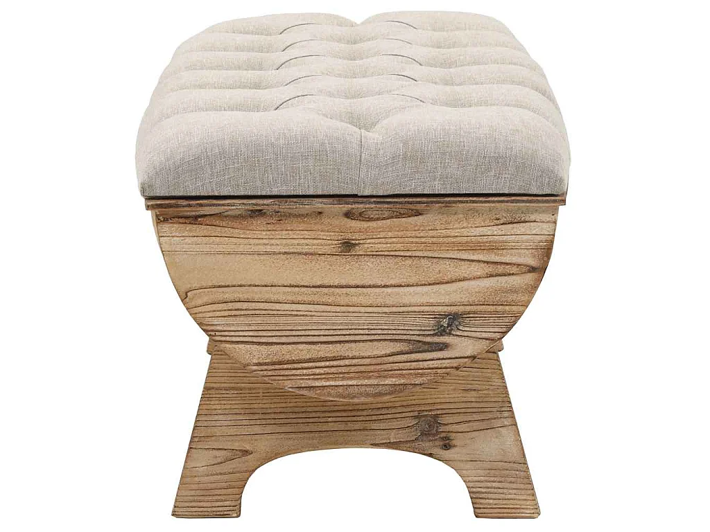 Banc de rangement Bois massif et tissu 103 x 51 x 44 cm