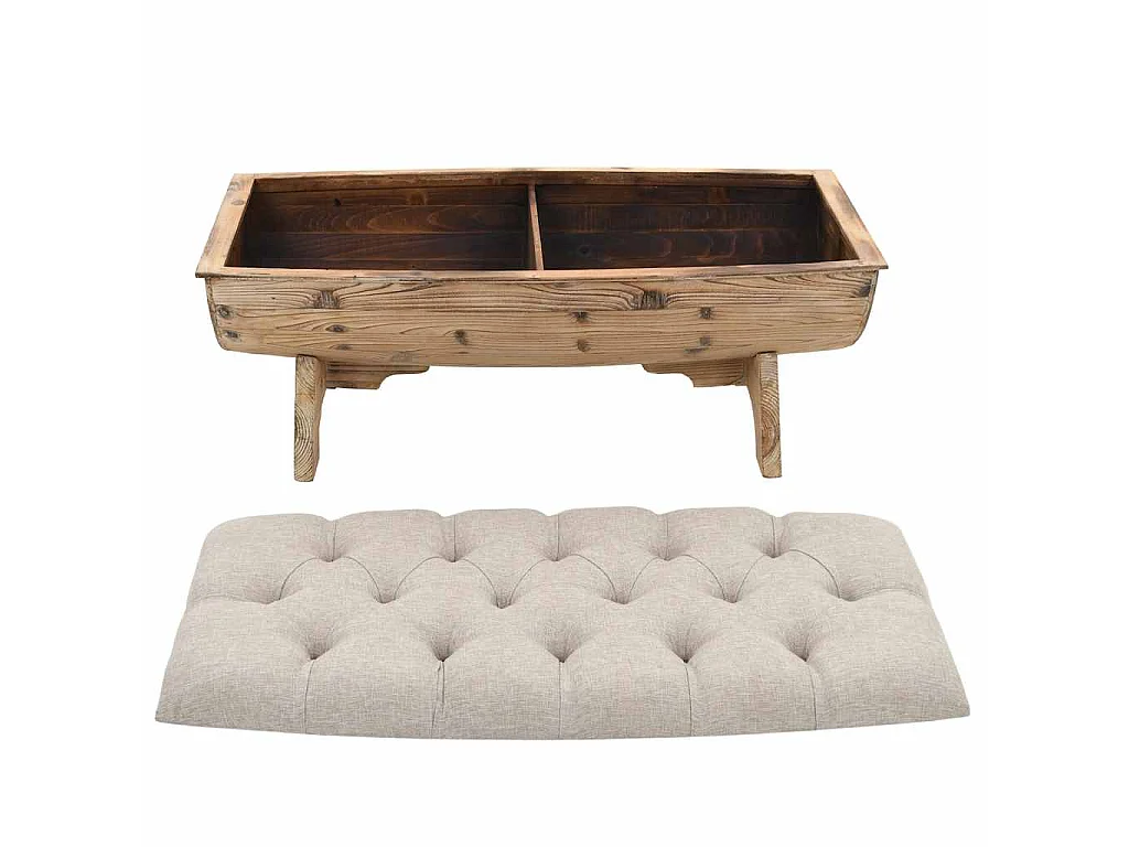 Banc de rangement Bois massif et tissu 103 x 51 x 44 cm
