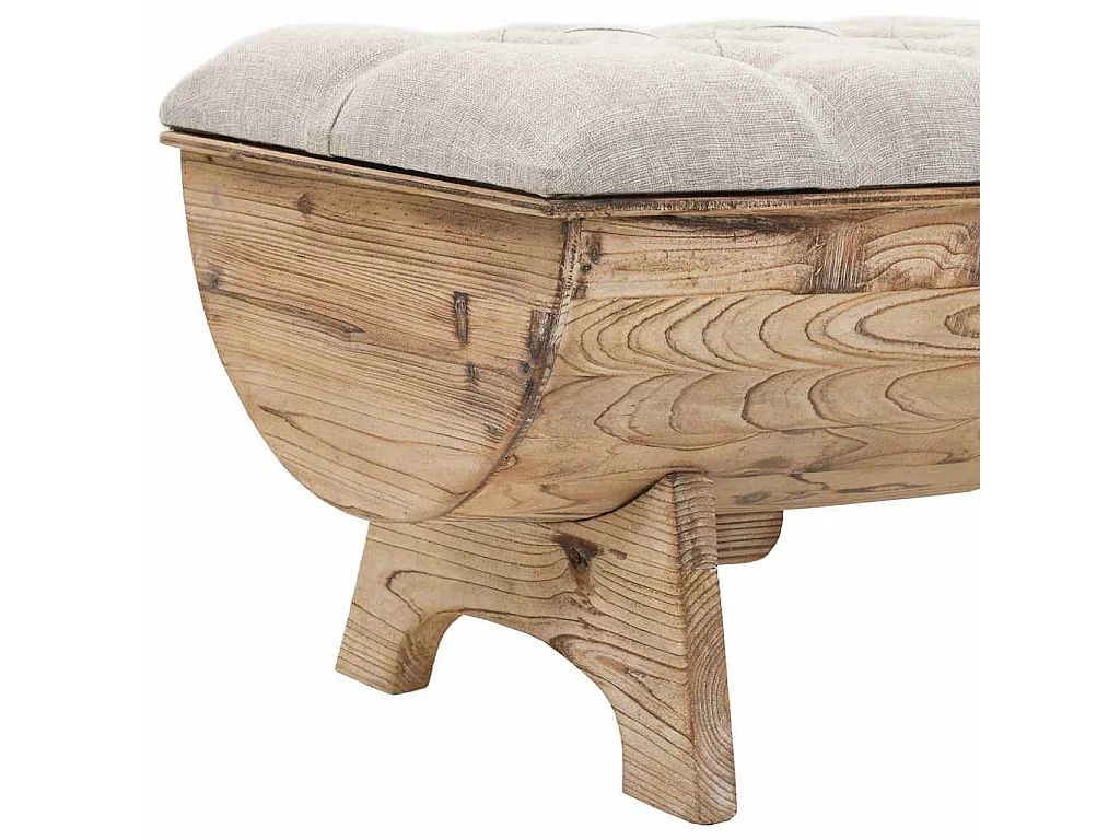 Banc de rangement Bois massif et tissu 103 x 51 x 44 cm