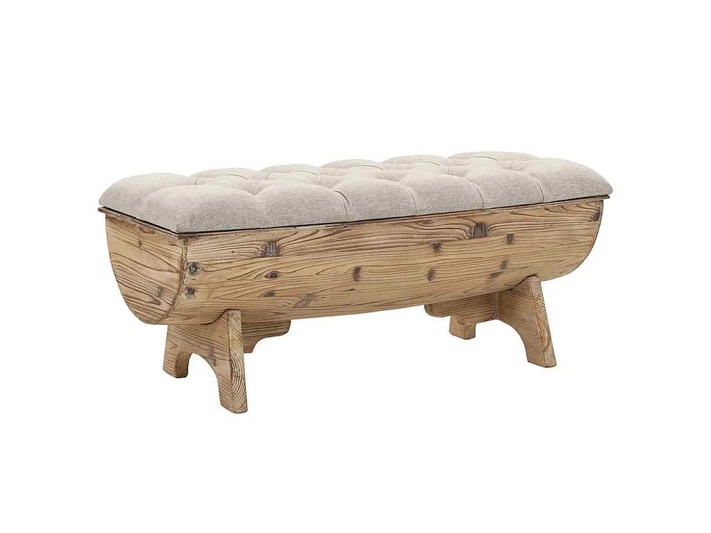 Cassapanca in Legno Massello e Tessuto 103x51x44 cm