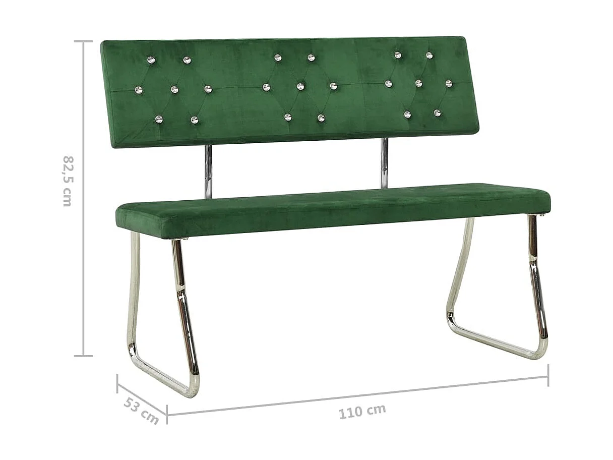 Banco de terciopelo verde oscuro 110 cm