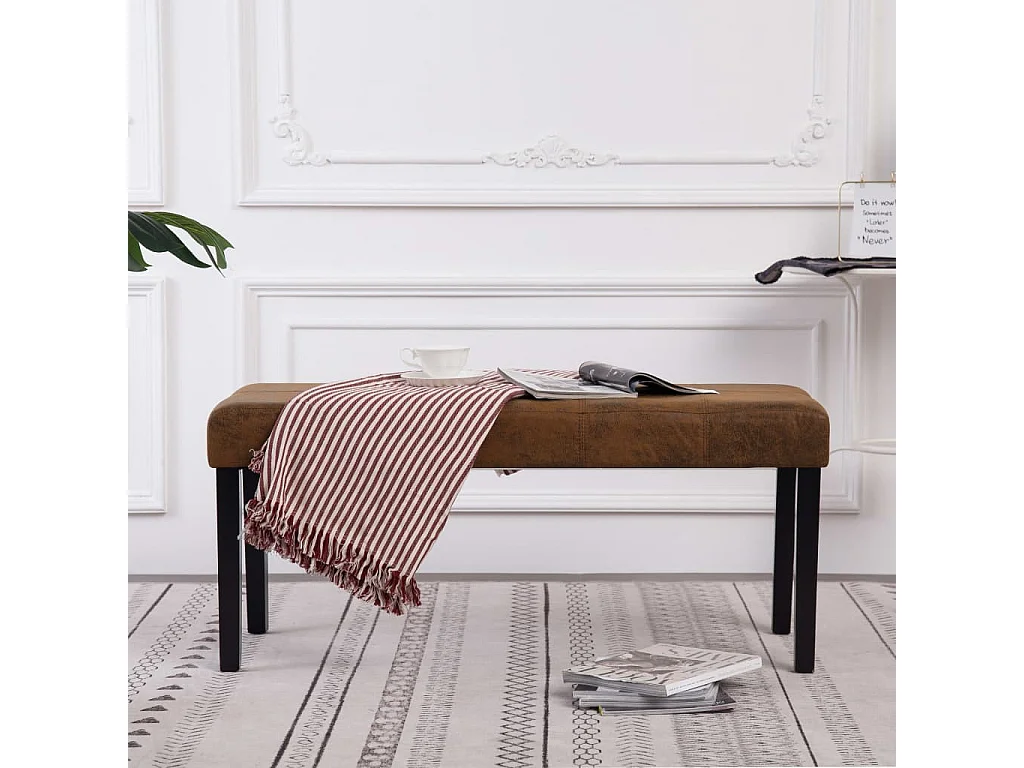 Panca 106 cm Marrone in Pelle Scamosciata Artificiale