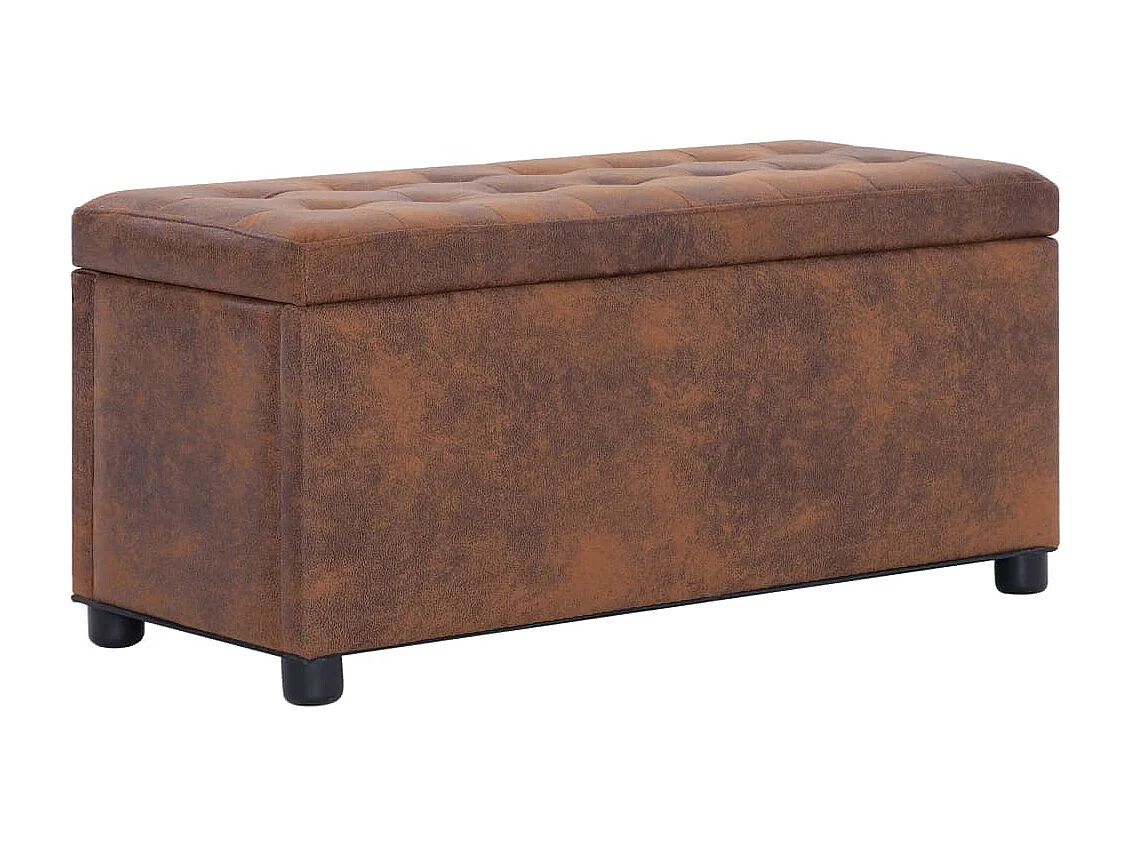 Pouf de rangement 87,5 cm Marron Similicuir daim