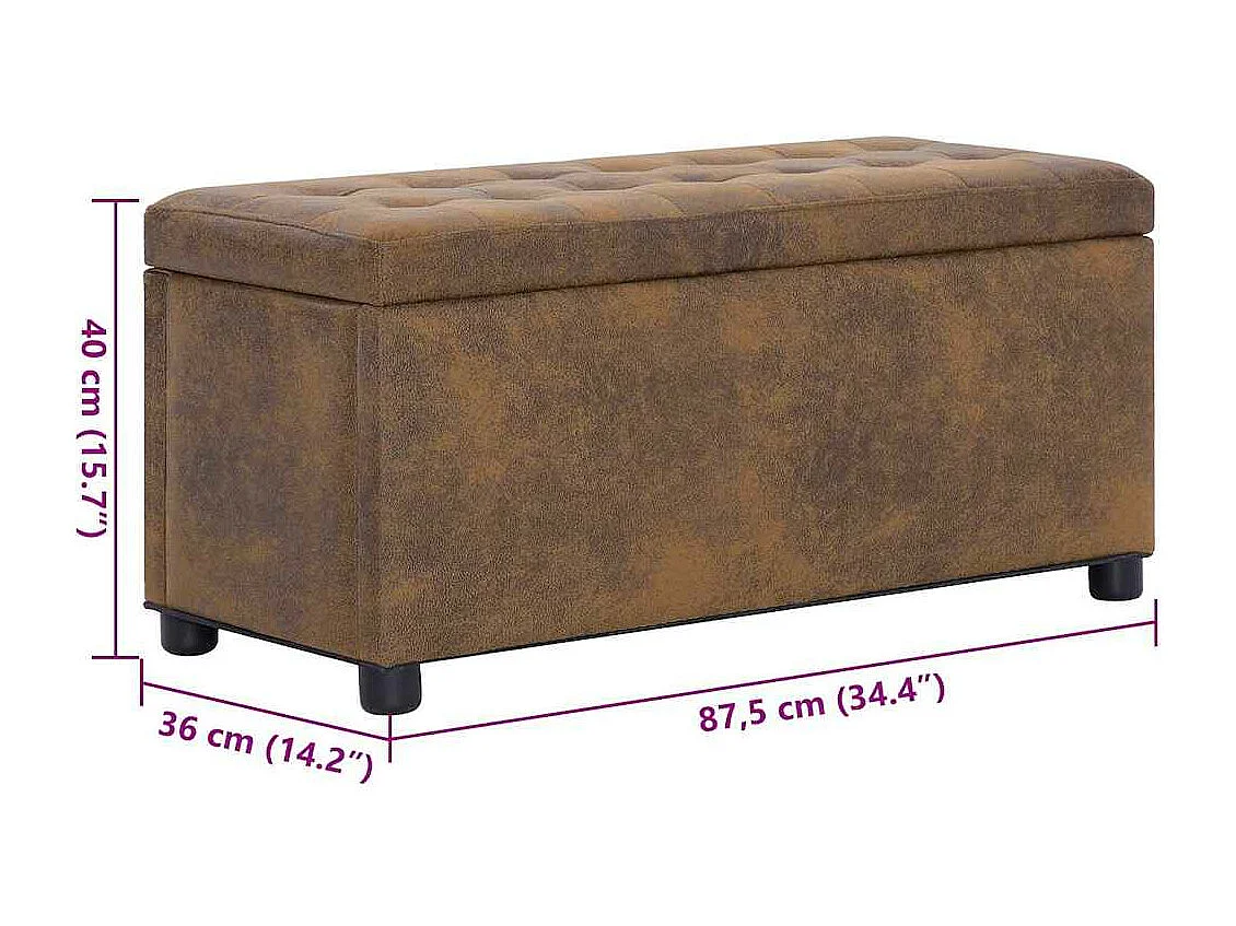 Pouf de rangement 87,5 cm Marron Similicuir daim