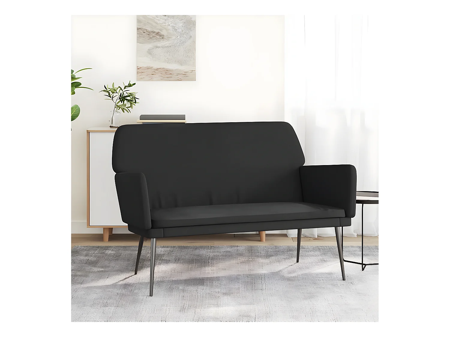 Sitzbank Schwarz 108x79x79 cm Samt