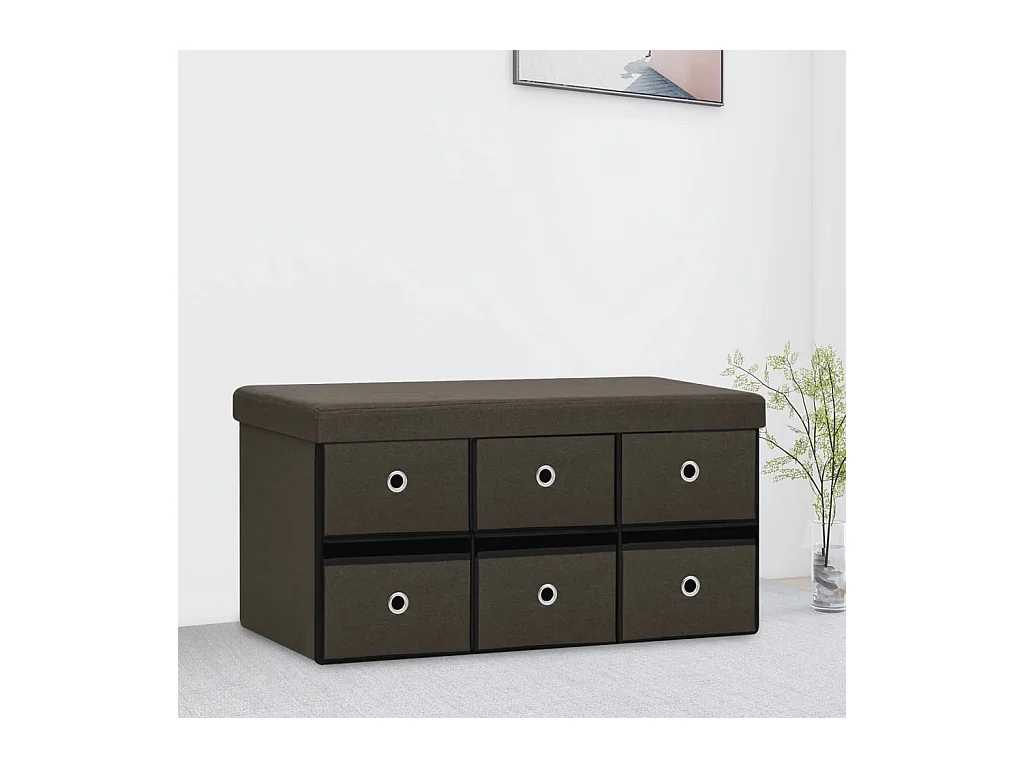 Banc de rangement pliable Marron foncé 76x38x38 cm Faux lin