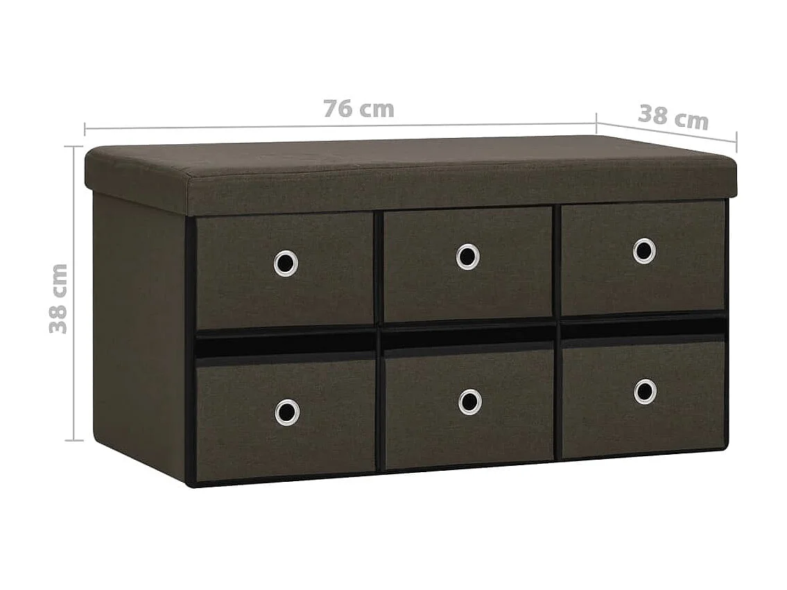 Banc de rangement pliable Marron foncé 76x38x38 cm Faux lin