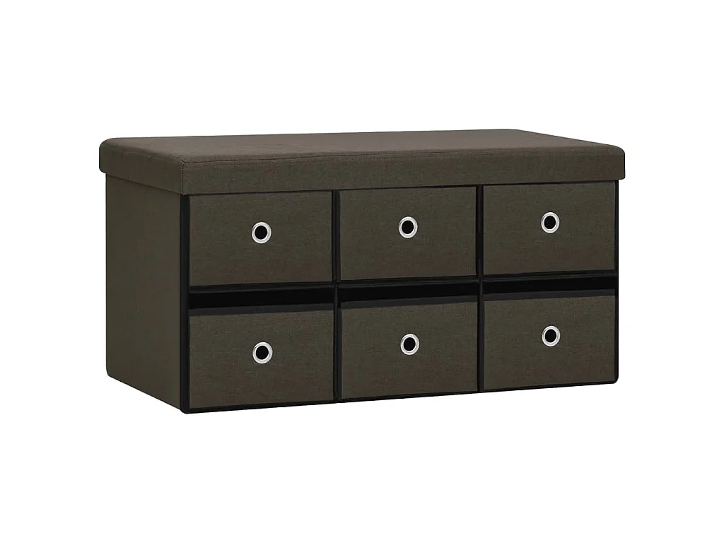 Banco arrumação dobrável 76x38x38cm linho falso castanho-escuro