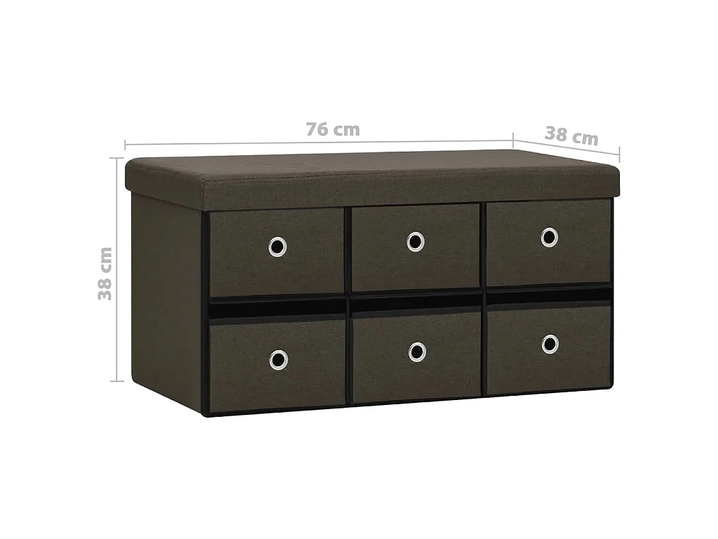 Banco arrumação dobrável 76x38x38cm linho falso castanho-escuro