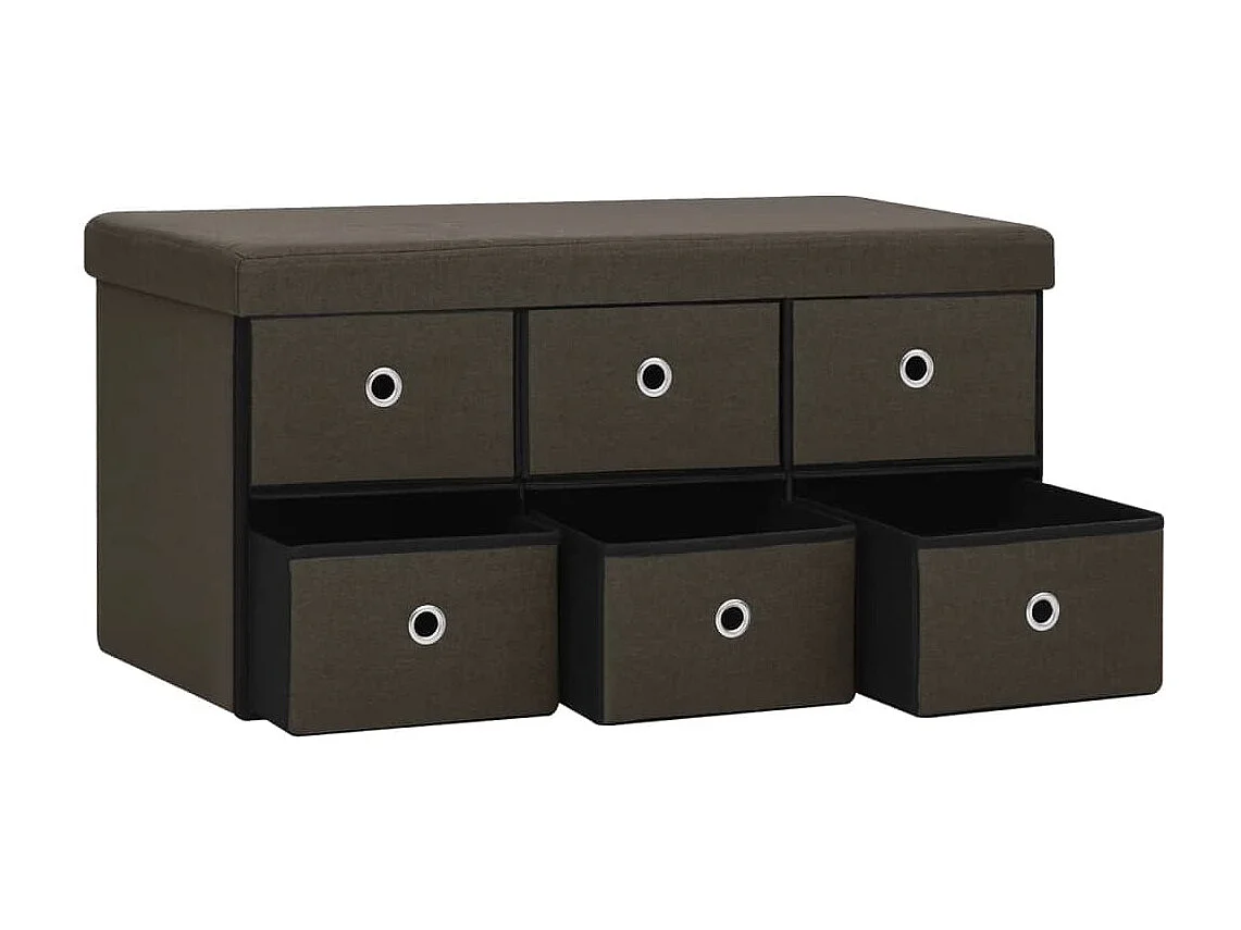 Banco arrumação dobrável 76x38x38cm linho falso castanho-escuro