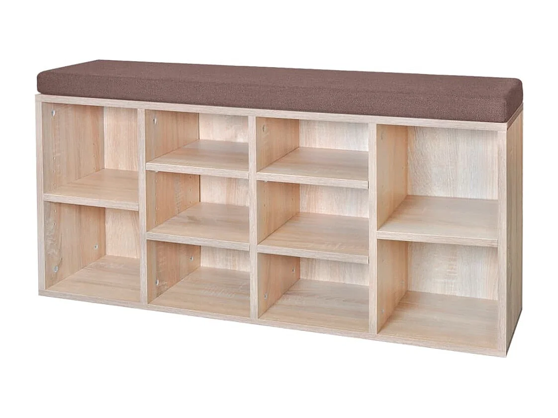 Panchina con Scarpiera con 10 Scomparti Colore Rovere