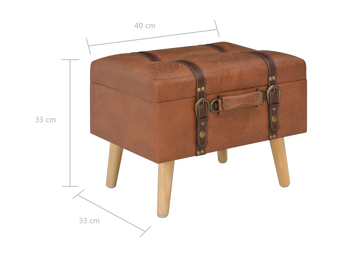Tabourets de rangement lot de 3 Brun roux Similicuir