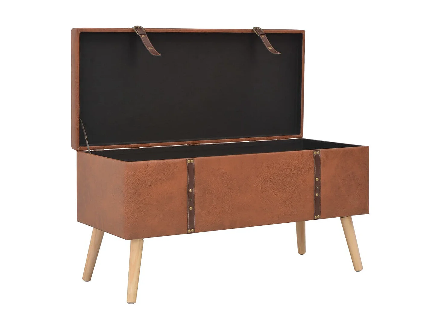 Tabourets de rangement lot de 3 Brun roux Similicuir