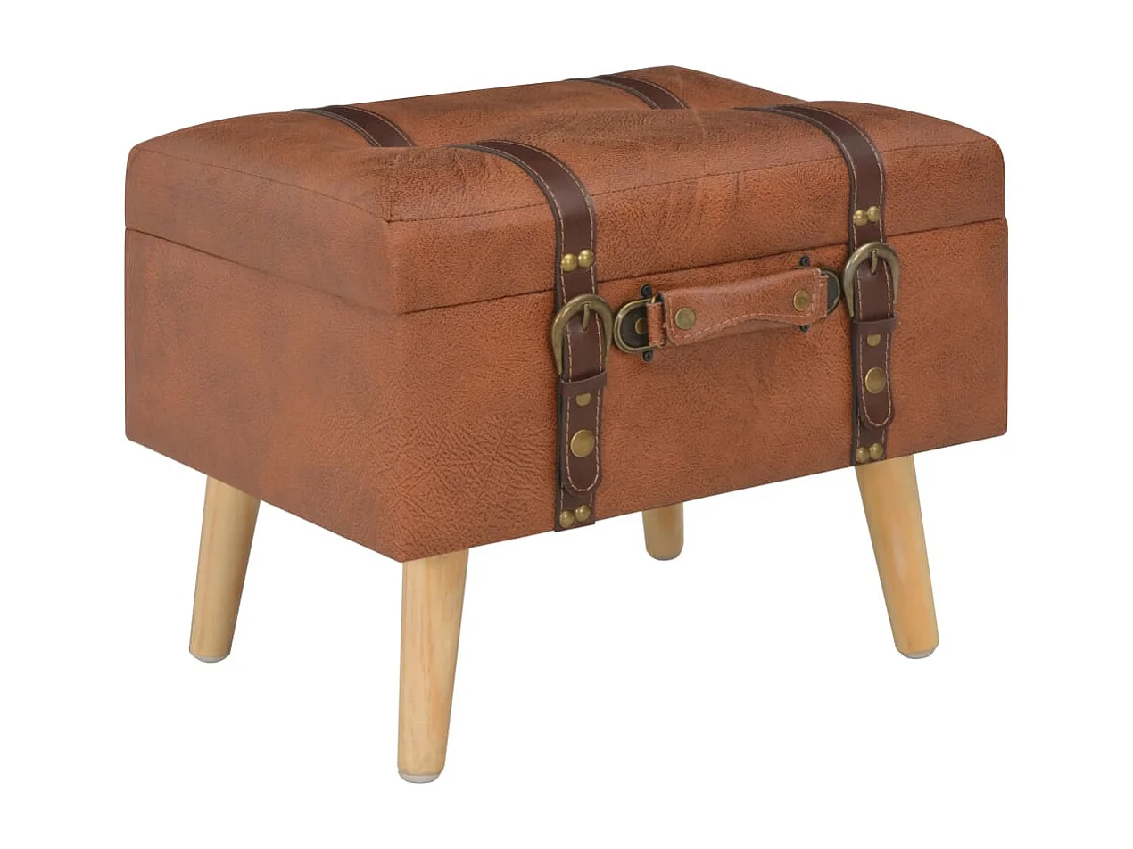 Tabourets de rangement lot de 3 Brun roux Similicuir