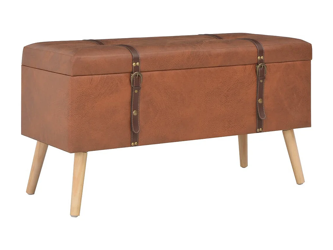 Tabourets de rangement lot de 3 Brun roux Similicuir