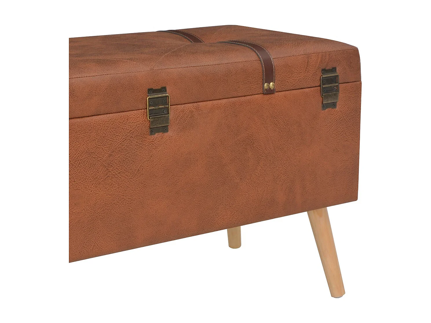 Tabourets de rangement lot de 3 Brun roux Similicuir