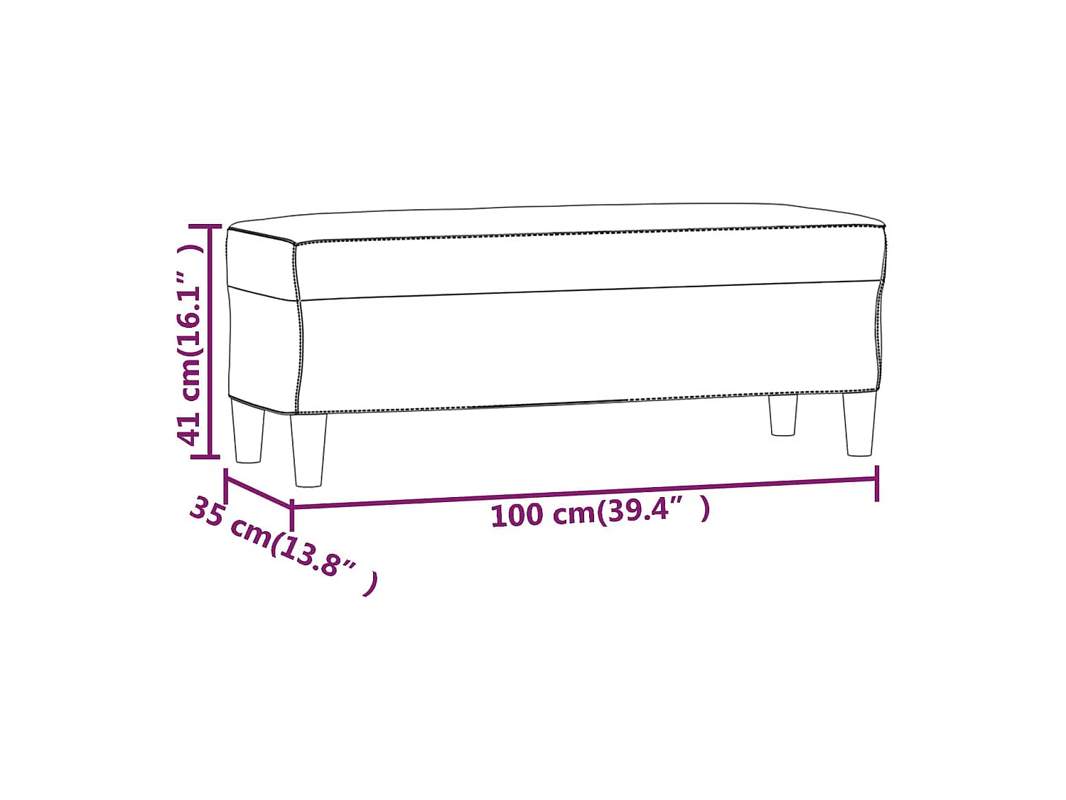 Sitzbank Gelb 100x35x41 cm Samt
