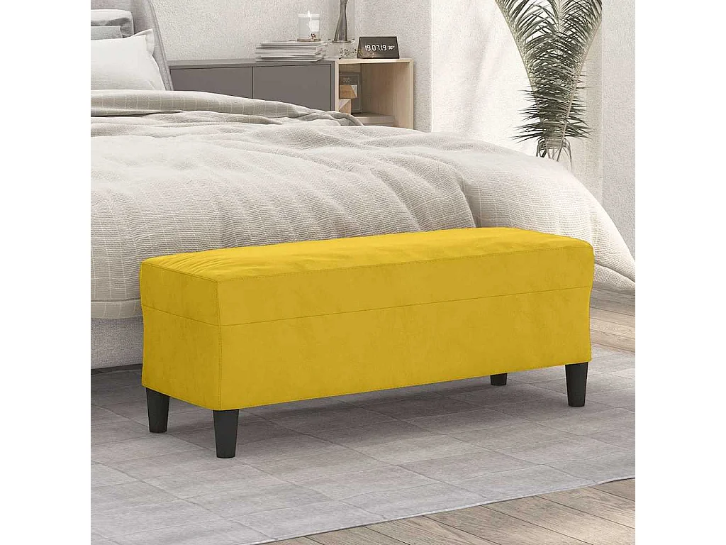Banco 100x35x41 cm veludo amarelo