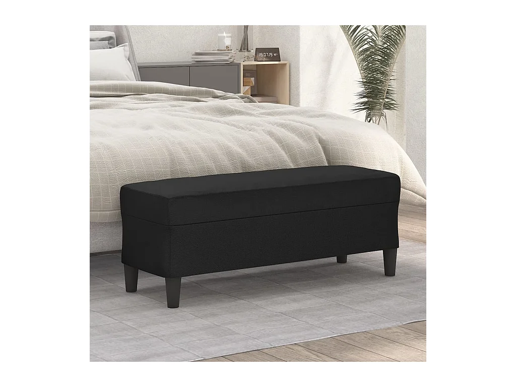 Banco de cuero sintético negro 100x35x41 cm