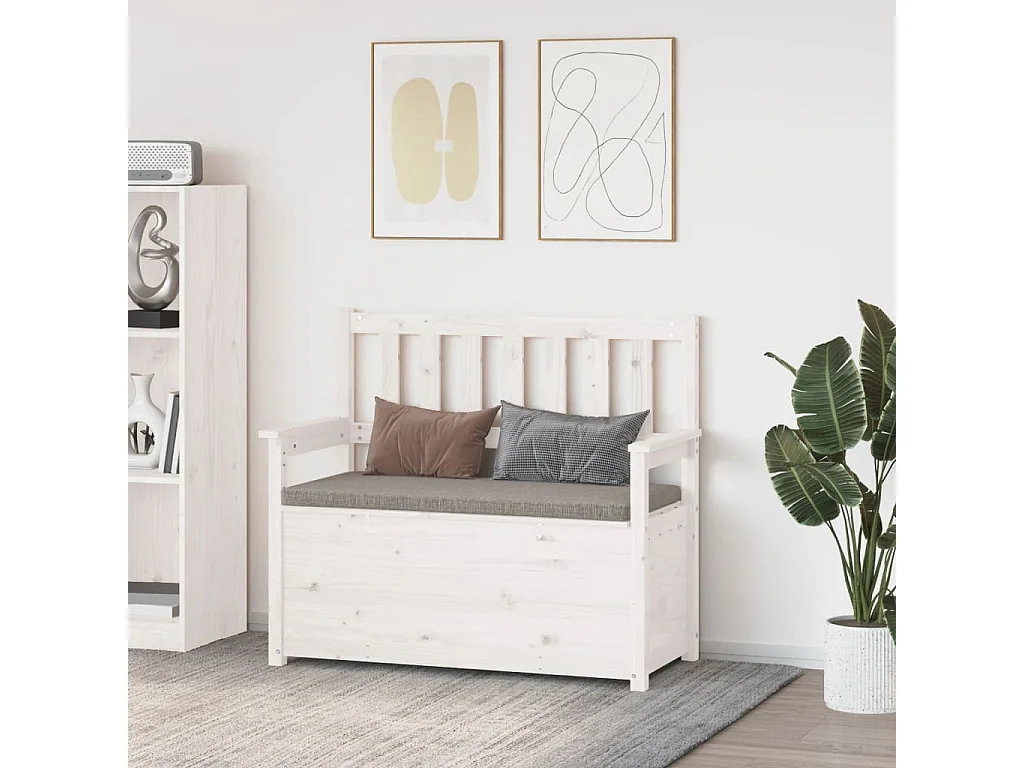 Banc Blanc 112,5x51,5x96,5 cm Bois de pin massif