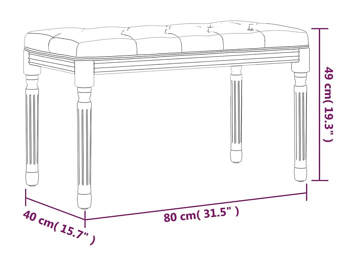 Banco 80x40x49 cm veludo cinzento-escuro