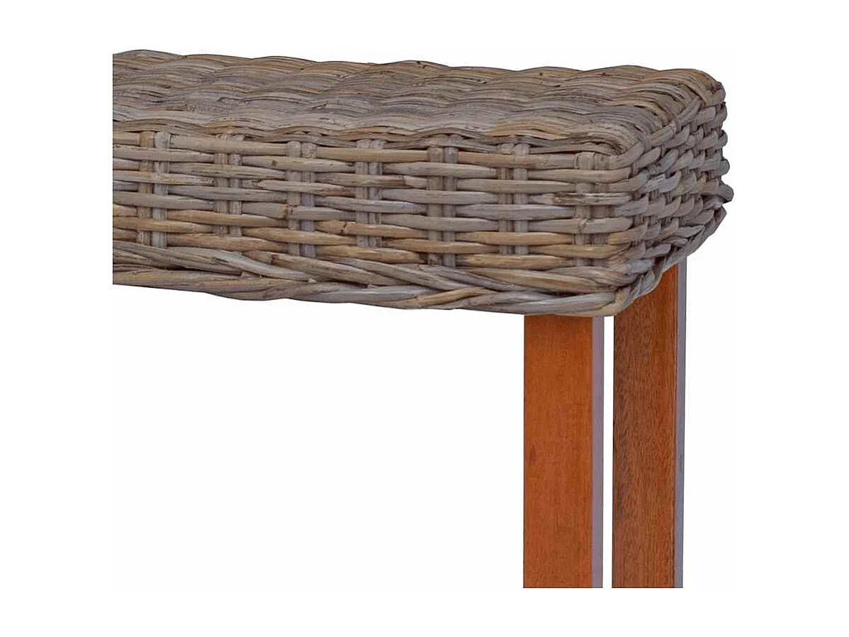Banco 110cm vime Kubu natural e madeira maciça de mogno