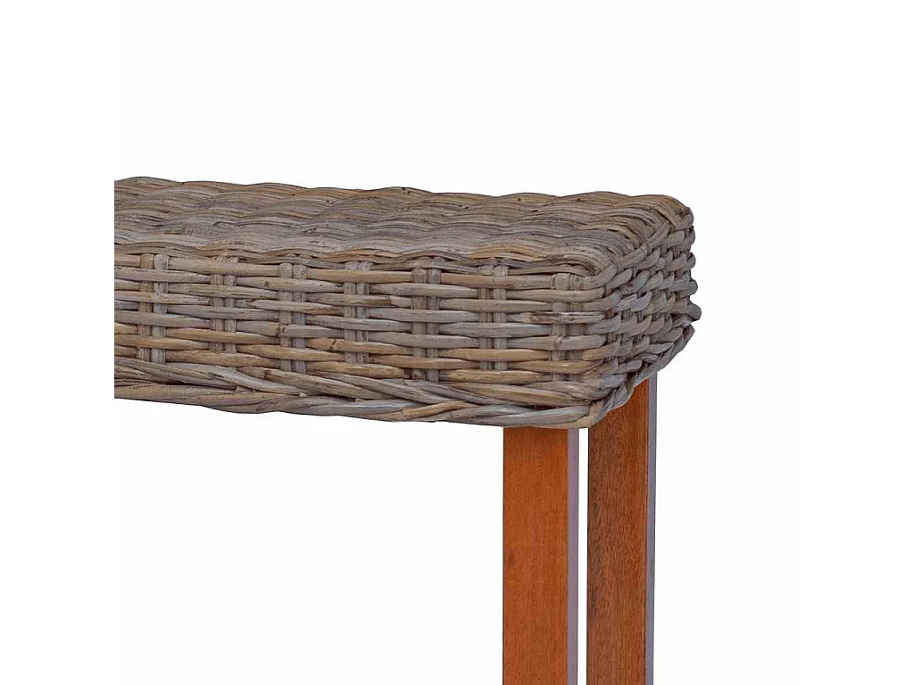 Banc 110 cm Rotin naturel kubu et bois d'acajou massif
